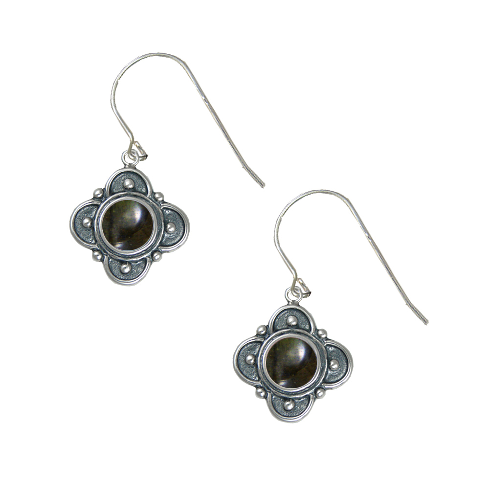 Sterling Silver Designer in Spectrolite Gemstone Drop Dangle Earrings